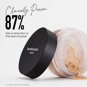 bareMinerals application with brush for even, lightweight matte coverage