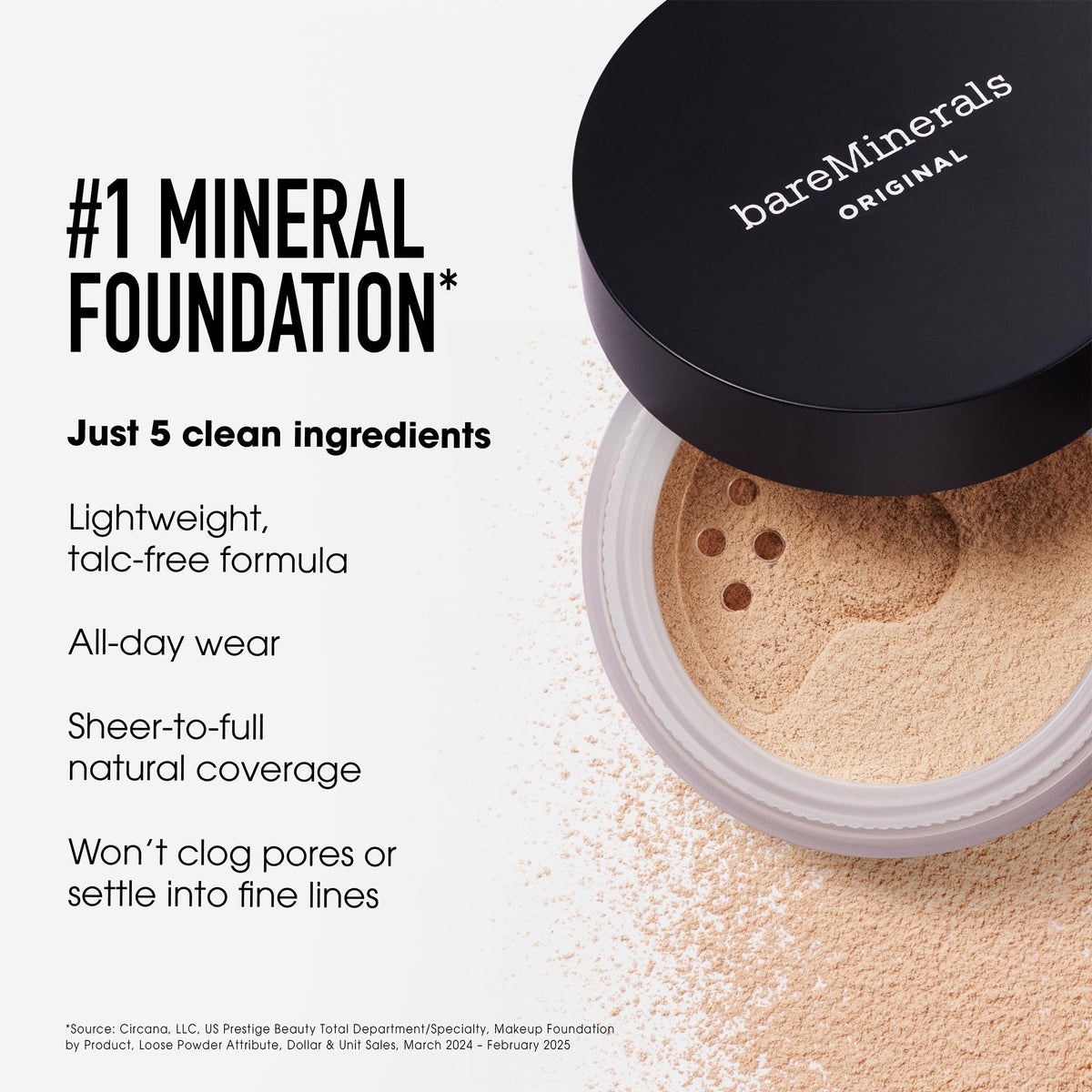 bareMinerals application with kabuki brush demonstrates buildable coverage and natural-looking blend