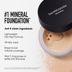 bareMinerals application with kabuki brush demonstrates buildable coverage and natural-looking blend