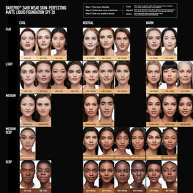 bareMinerals brush blending foundation on skin for smooth, full-coverage result