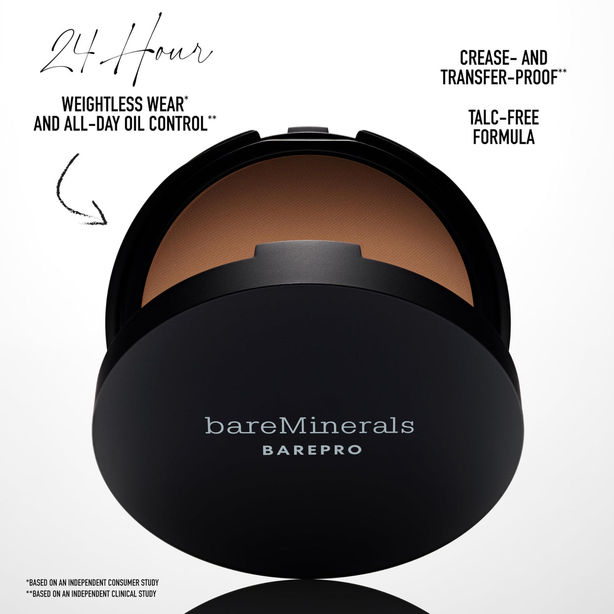 bareMinerals sponge applying powder showing precise coverage and quick touchups