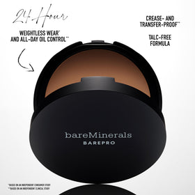 bareMinerals applying with damp sponge for buildable, full-coverage result