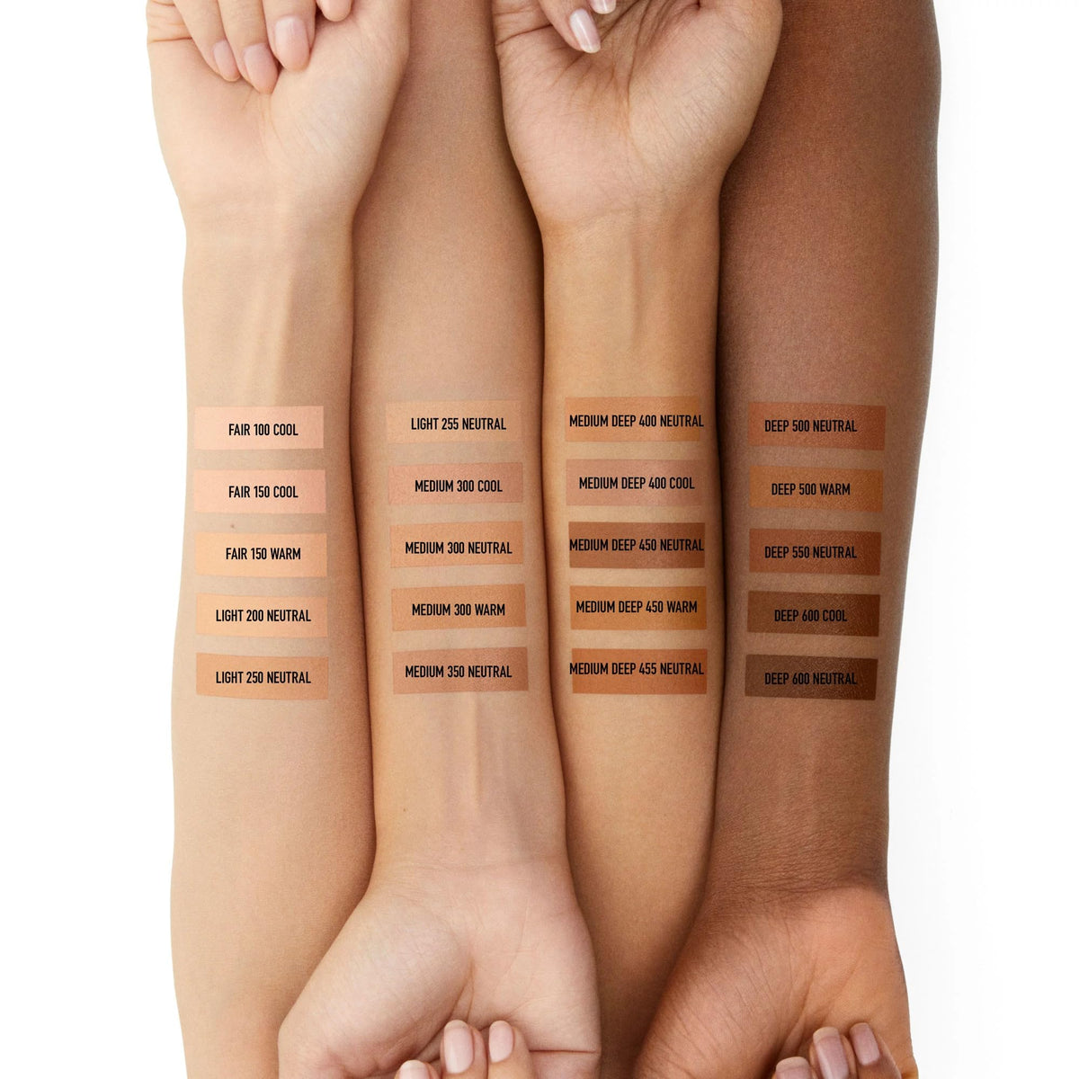 bareMinerals before and after under-eye demonstrating concealed dark circles and natural look
