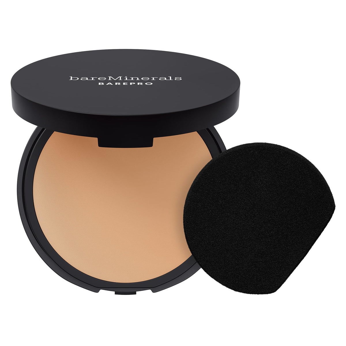 bareMinerals compact front view showing sleek packaging and portability benefit