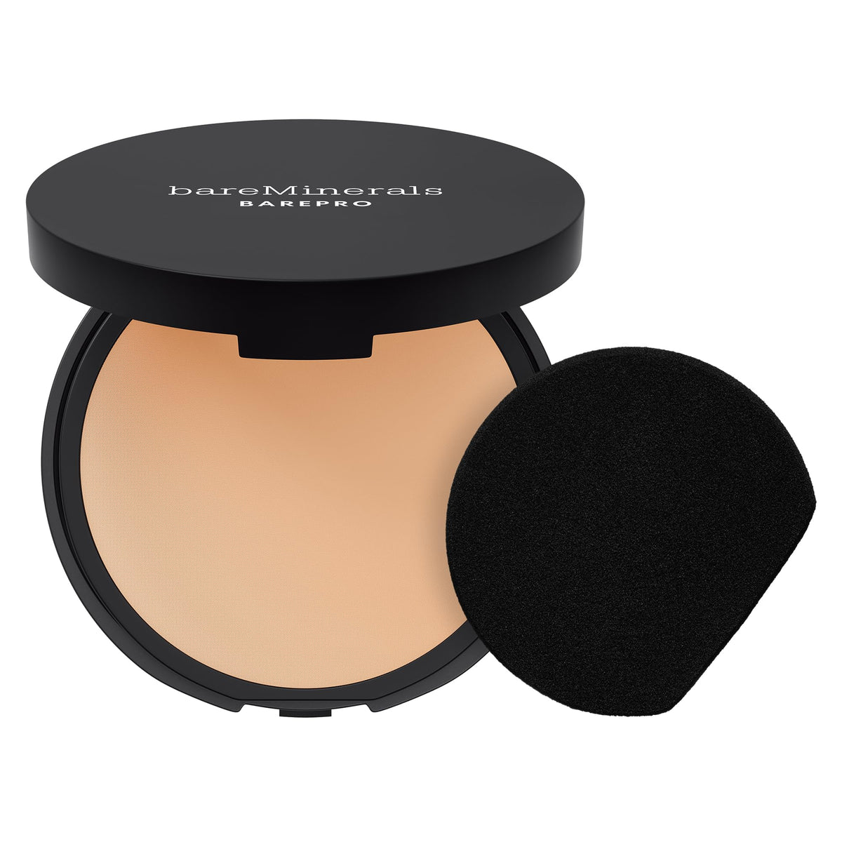 bareMinerals compact front view showing sleek packaging and travel convenience