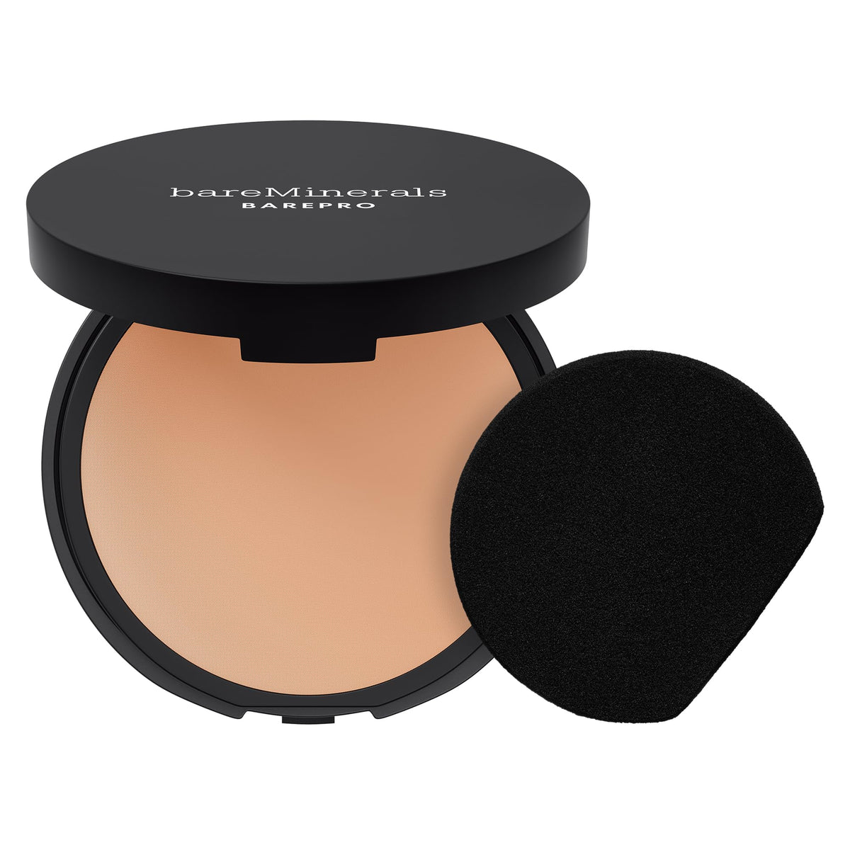 bareMinerals compact front view showing brand and sleek matte case benefit portability