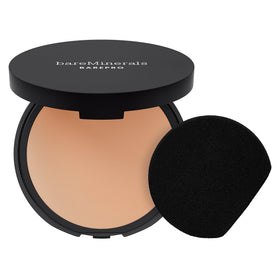 bareMinerals compact front view showing brand and sleek matte case benefit portability