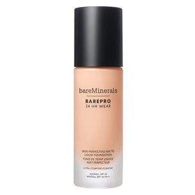 bareMinerals bottle front view showing clean packaging and shade name for easy selection