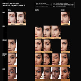 bareMinerals shade range display illustrating color options for matching various skin tones
