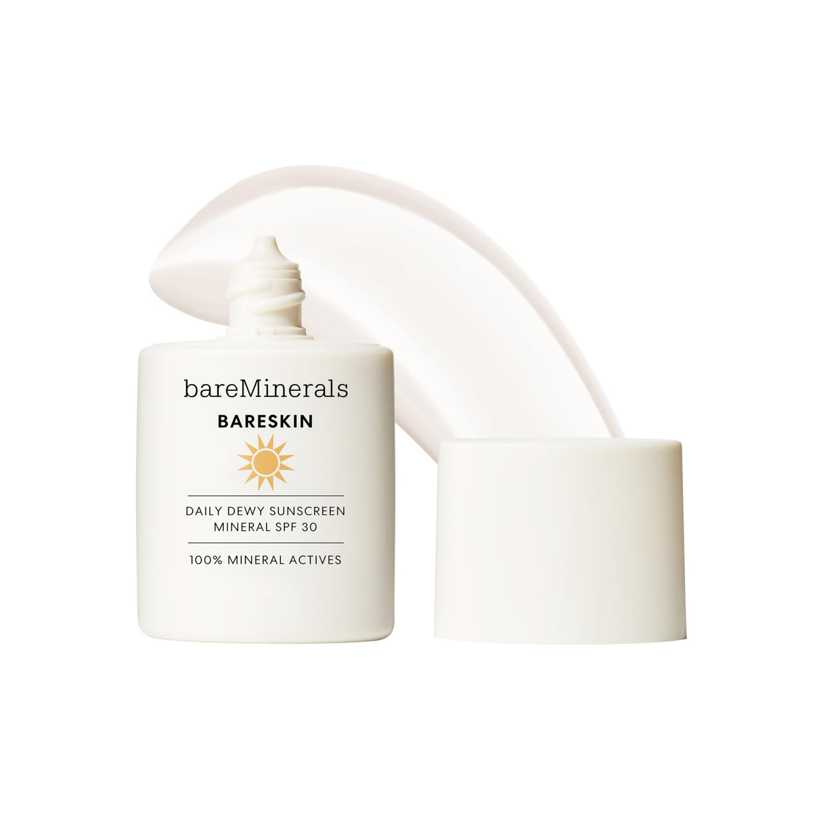 bareMinerals front packaging showing SPF 30 and dewy finish benefit