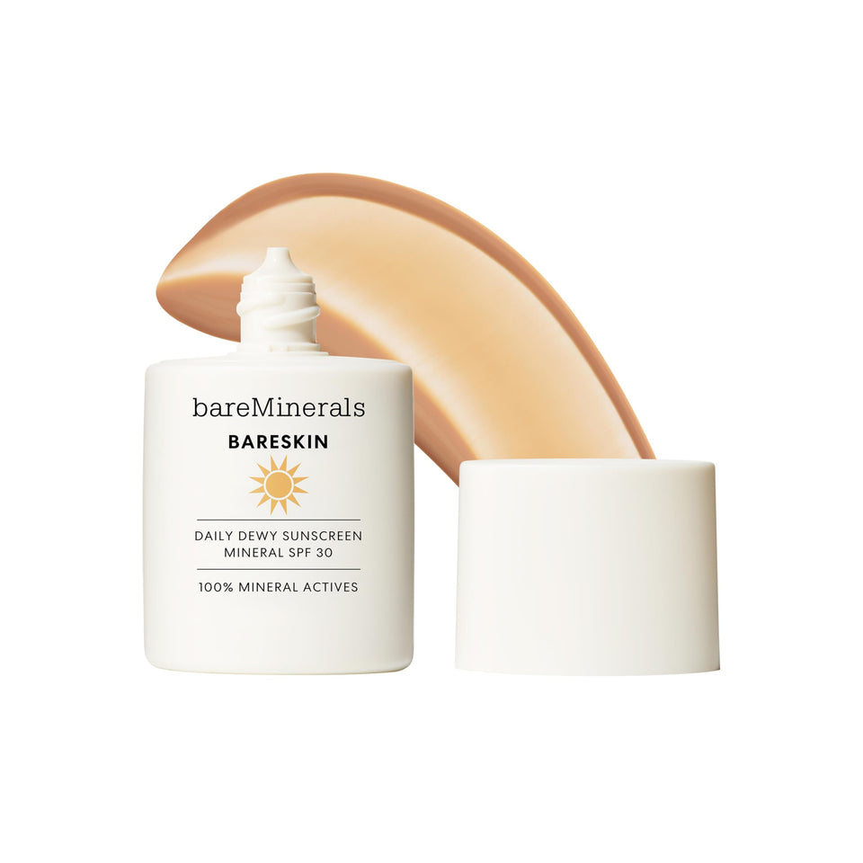 bareMinerals front packaging showing SPF 30 and sheer medium shade benefit