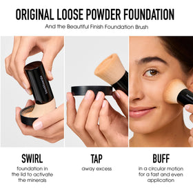 bareMinerals before and after subtle coverage demo showing pore-minimizing effect