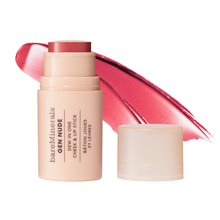 bareMinerals front view of Brick it On stick showing compact cap and sleek tube for portability