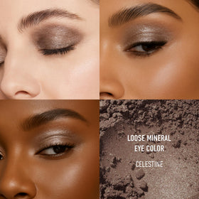 bareMinerals Celestine loose powder texture close-up, silky finish that blends easily