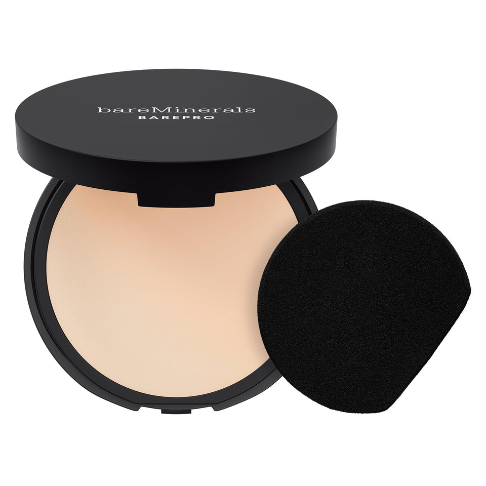 bareMinerals compact front view showing shade fair 10 neutral and clear labeling benefit