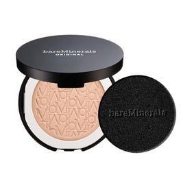 bareMinerals compact front view showing sleek packaging and everyday portability