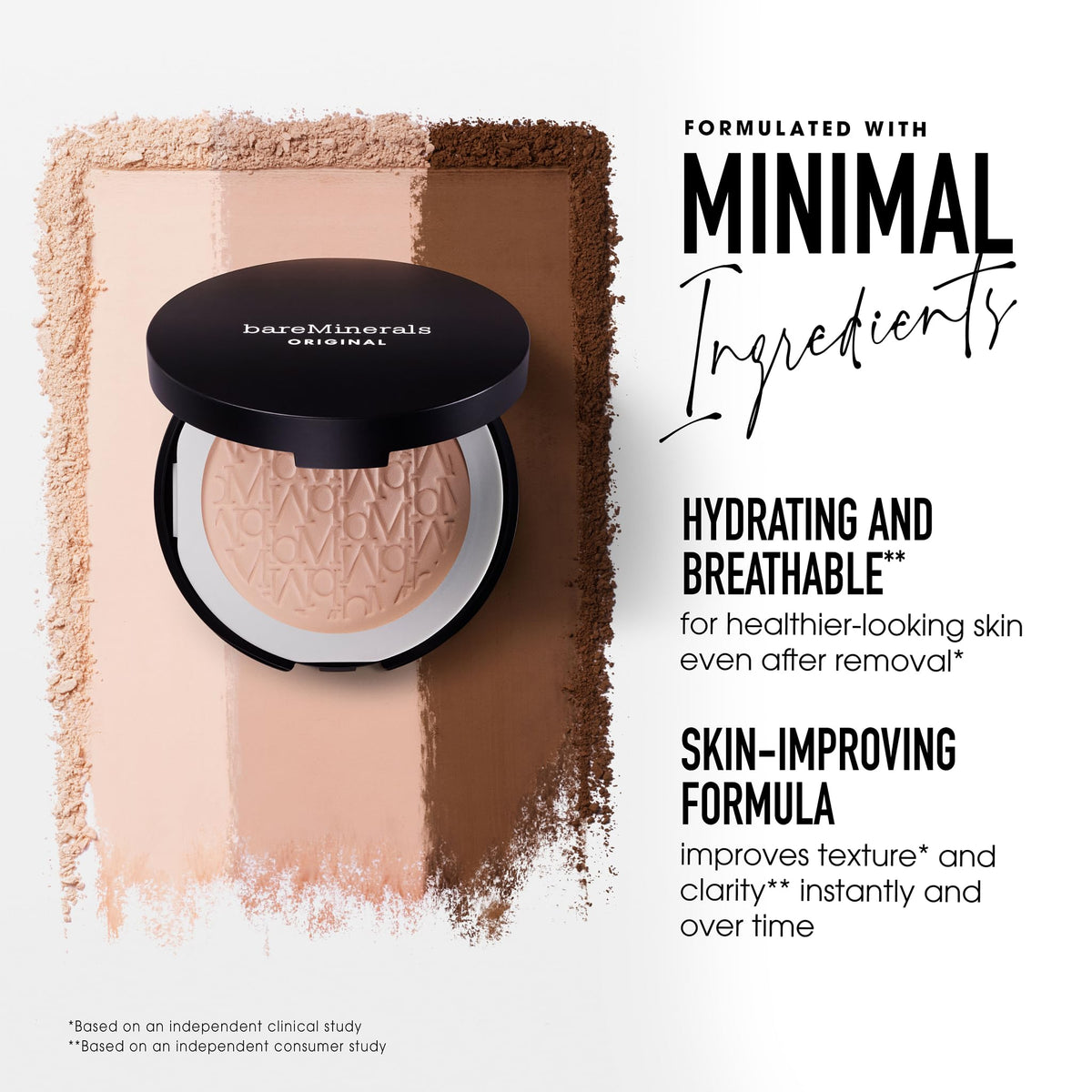 bareMinerals compact in hand showing size and travel-friendly convenience