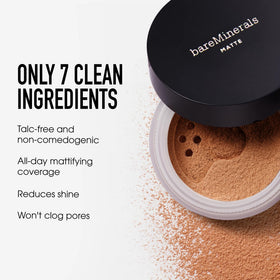 bareMinerals before and after shows reduced shine and clearer-looking skin