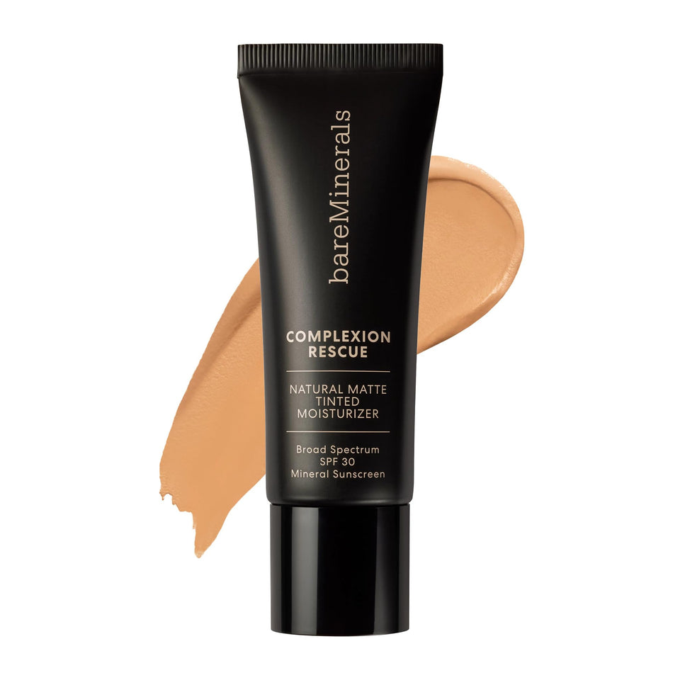 bareMinerals product front packaging showing shade Cashew 3.5 and benefits
