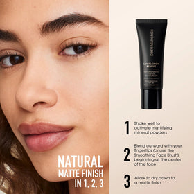 bareMinerals tube next to coin for size reference and travel convenience