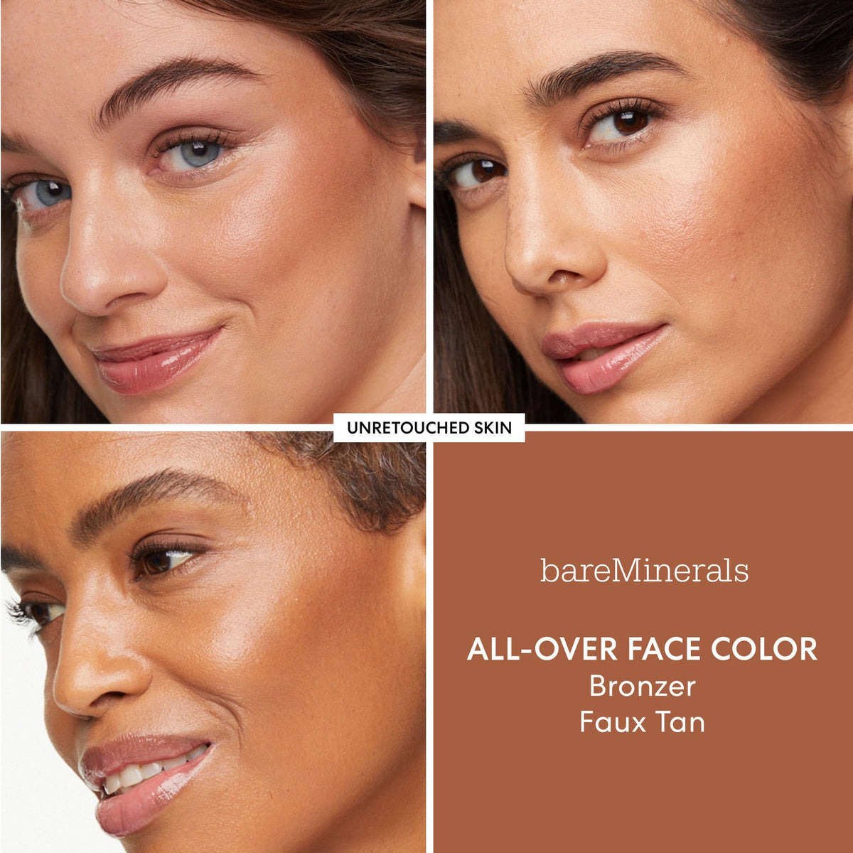 bareMinerals bronzer applied with brush, seamless buildable warmth