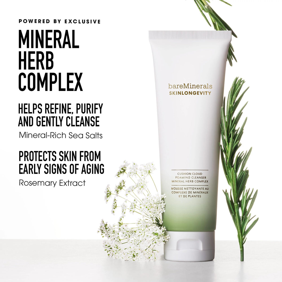 bareMinerals foam lather on hand demonstrating gentle cleansing and effective removal