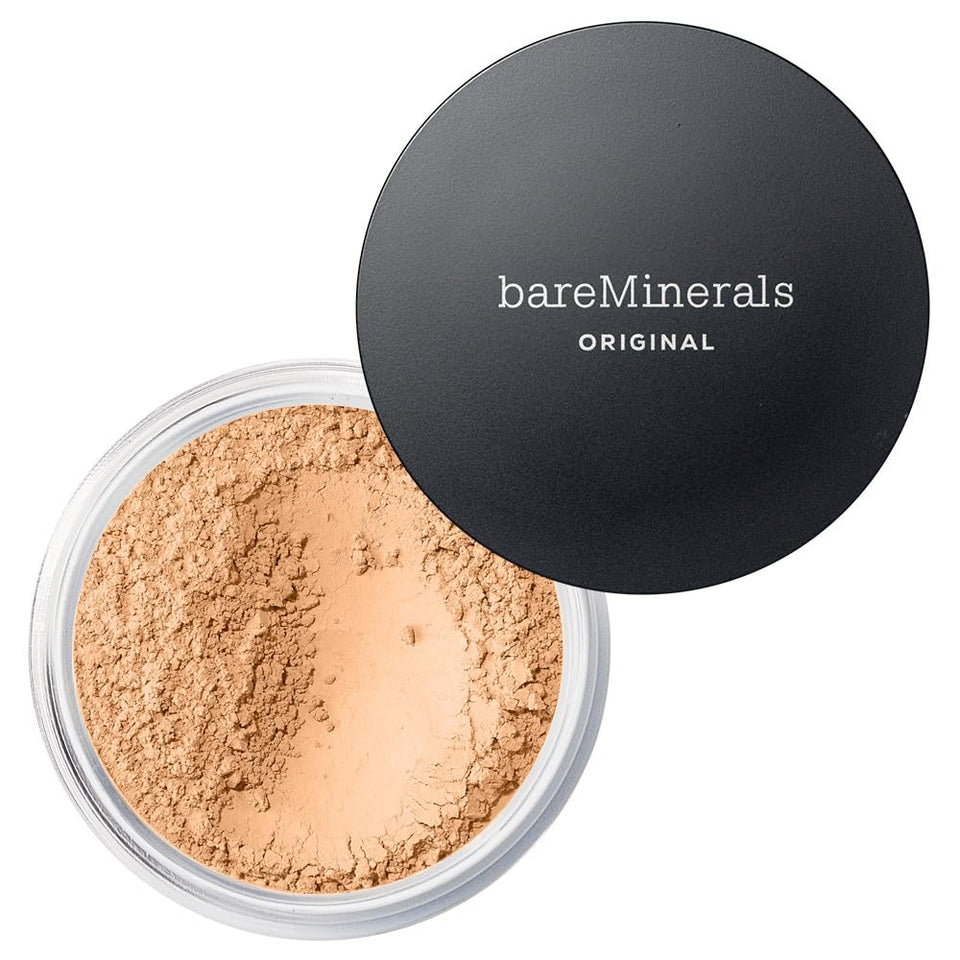 bareMinerals front jar showing Neutral Medium 15 and easy application benefit