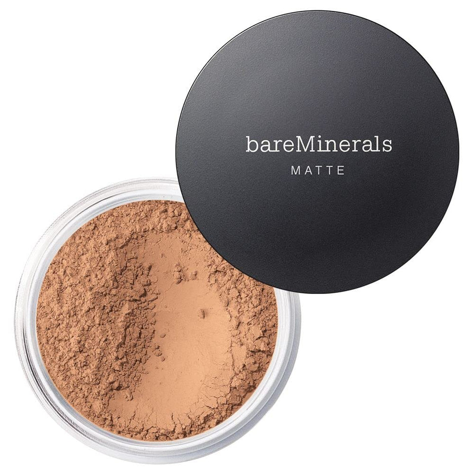 bareMinerals front packaging of 18 Medium Tan shows shade and benefit