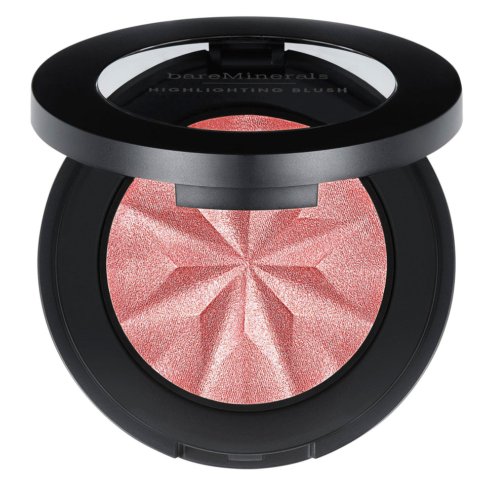 bareMinerals compact front view showing Pink Glow and travel-ready convenience