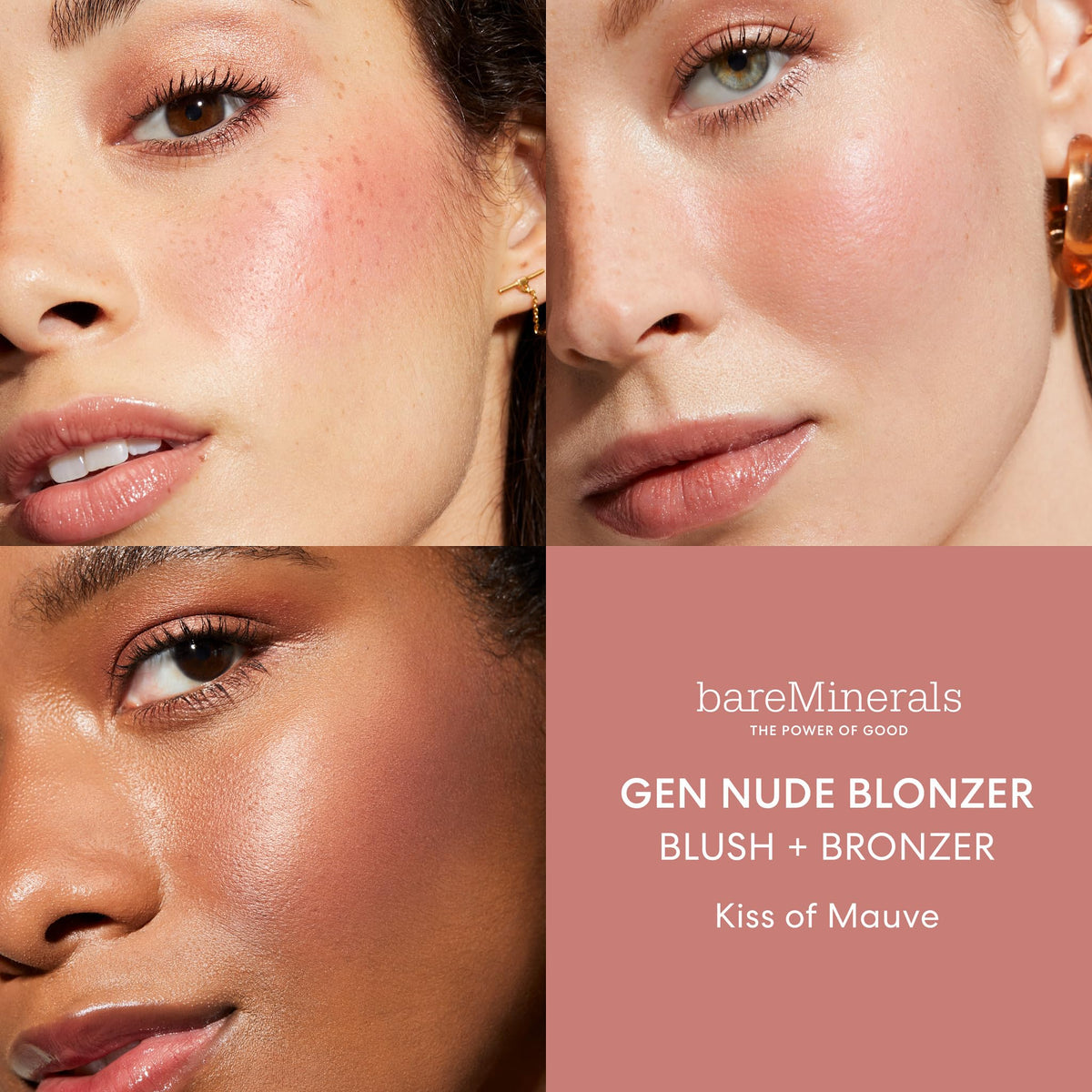 bareMinerals swatch of Kiss of Mauve on arm demonstrating buildable rosy-bronze payoff