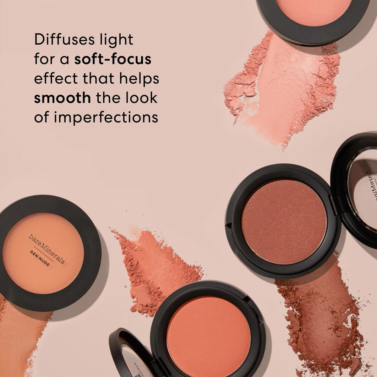 bareMinerals texture swatch revealing silky finish and blendable payoff