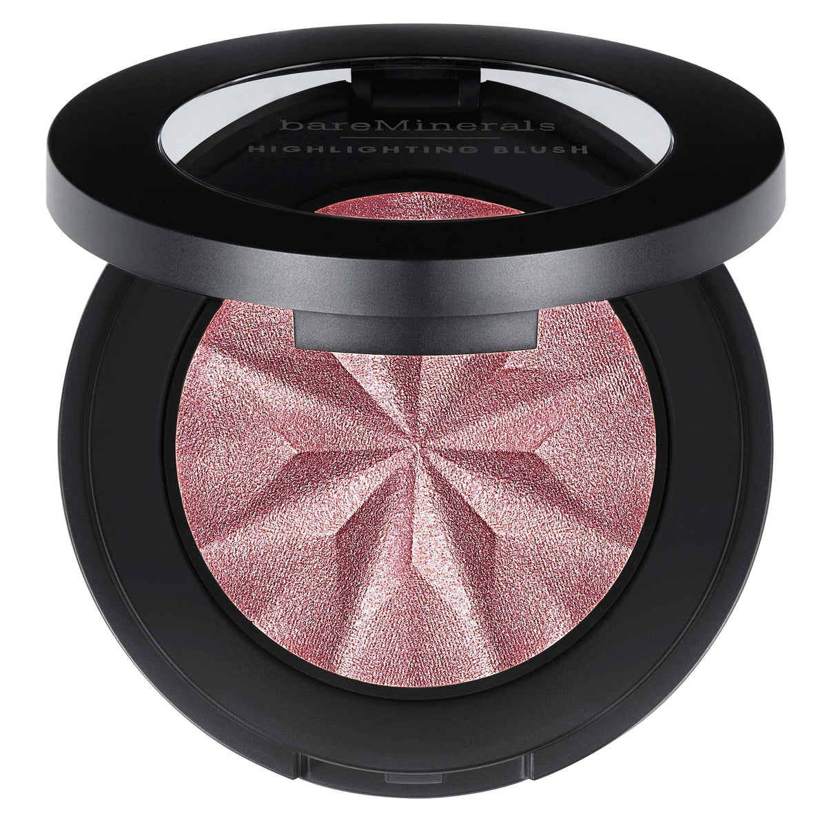 bareMinerals compact front view showing Mauve Glow and portable design benefit