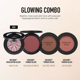 bareMinerals lifestyle photo of model wearing blush offering a natural lifted cheek