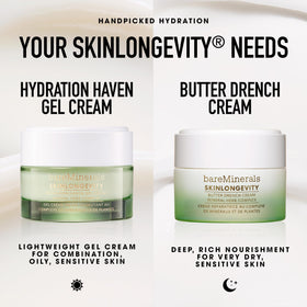 bareMinerals before and after skin texture comparison showing smoother-looking skin benefit