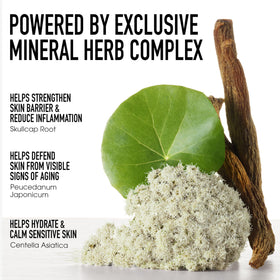 bareMinerals ingredient layout with niacinamide zinc and ceramides for active support benefit