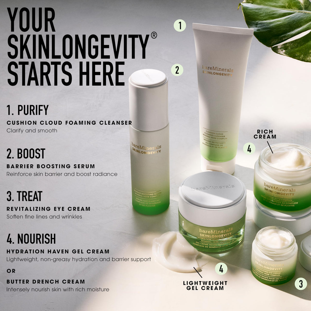 bareMinerals jar on bathroom shelf in lifestyle setting for daily routine inspiration benefit