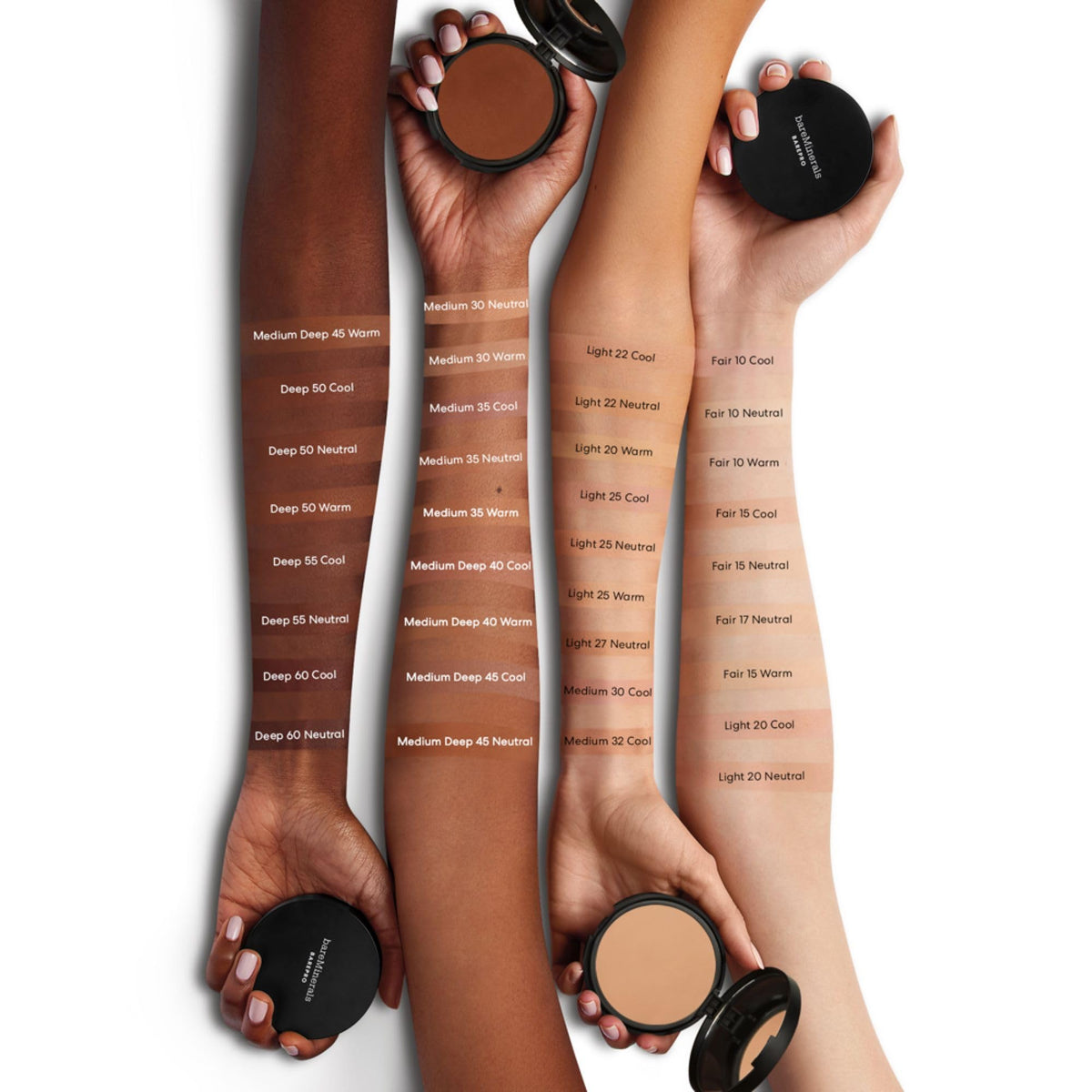 bareMinerals compact held in hand to demonstrate size and travel-friendly scale