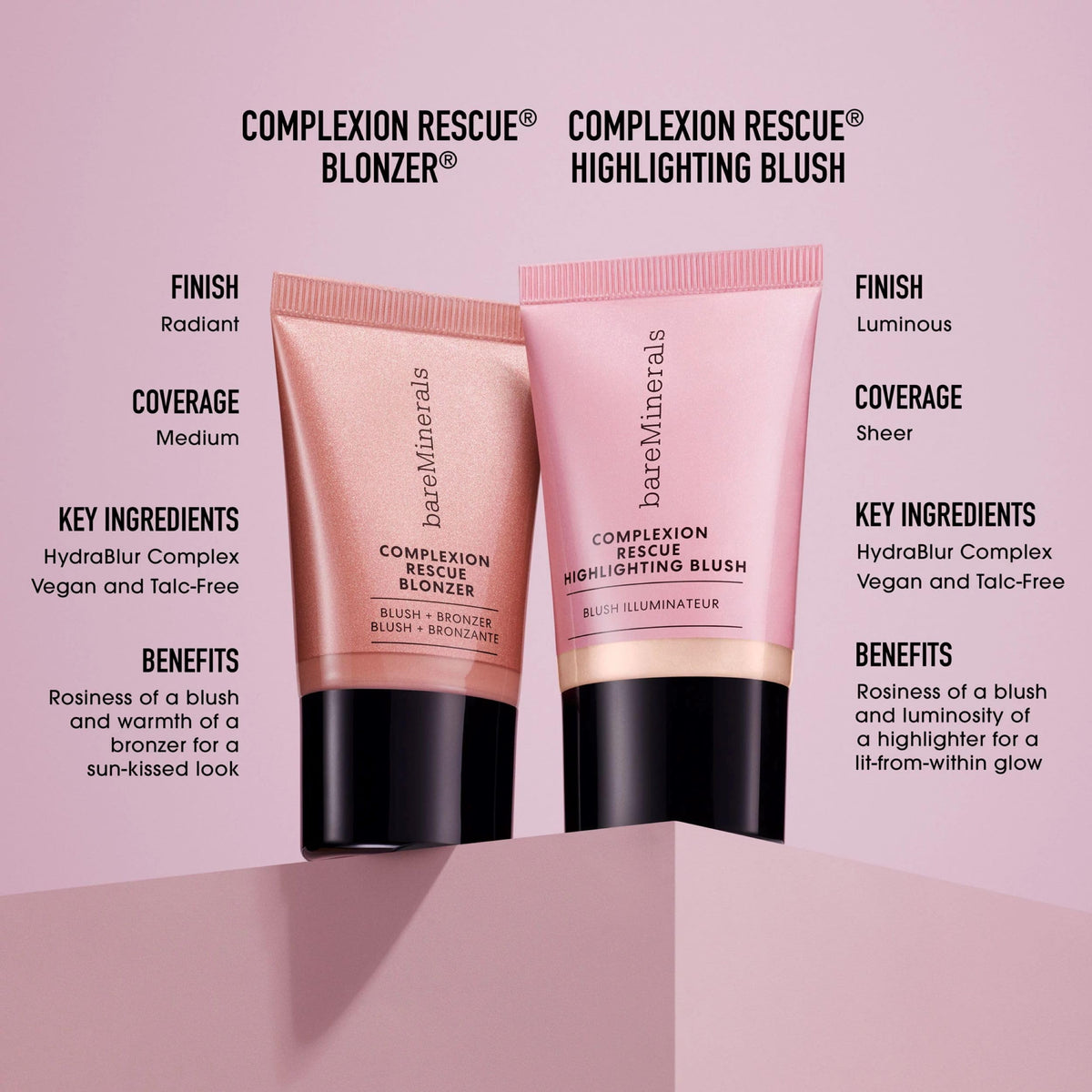 bareMinerals Kiss of Pink with hyaluronic acid and squalane focus for hydrated-looking skin