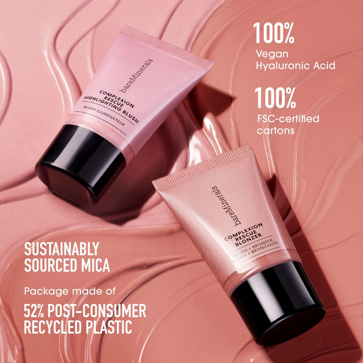 bareMinerals Kiss of Pink open cap with a drop dispensing smooth, easy-to-apply formula
