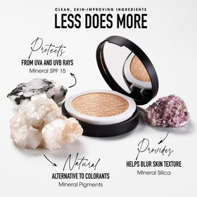bareMinerals label detail focusing on minimal ingredients and clean formulation