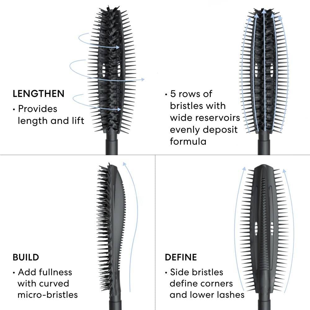 bareMinerals before and after lashes demonstrating visible length and lift after one application