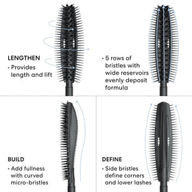 bareMinerals before and after lashes demonstrating visible length and lift after one application