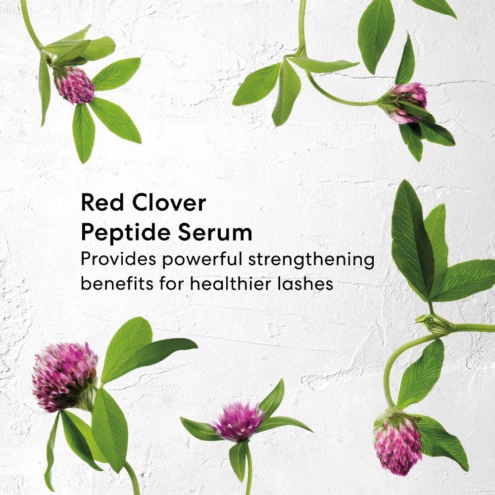bareMinerals bottle with ingredient highlights showing plant-based serum and peptide conditioning benefits