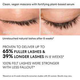 bareMinerals wand texture coated with formula to illustrate smooth application and clump-resistant finish