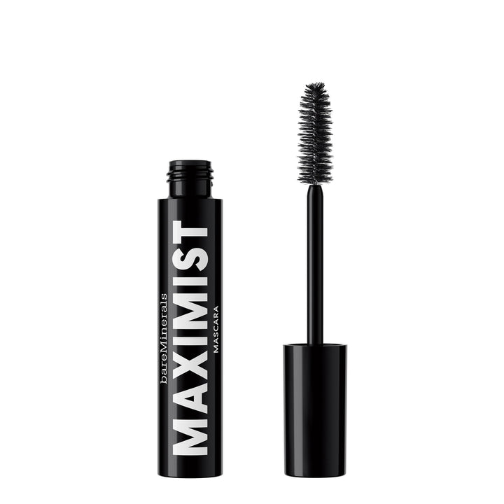 bareMinerals mascara tube front view shows compact waterproof design and bold black finish