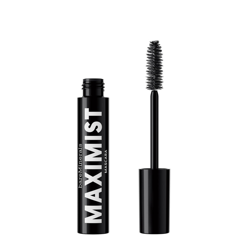 bareMinerals mascara tube front view shows compact waterproof design and bold black finish