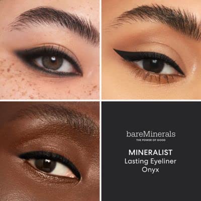 bareMinerals Onyx swatch on skin demonstrating rich, one-stroke pigment payoff