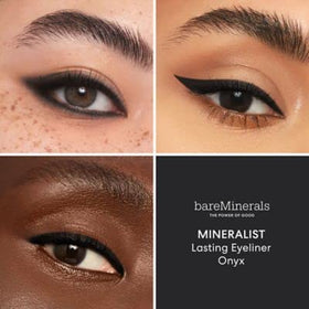 bareMinerals Onyx swatch on skin demonstrating rich, one-stroke pigment payoff