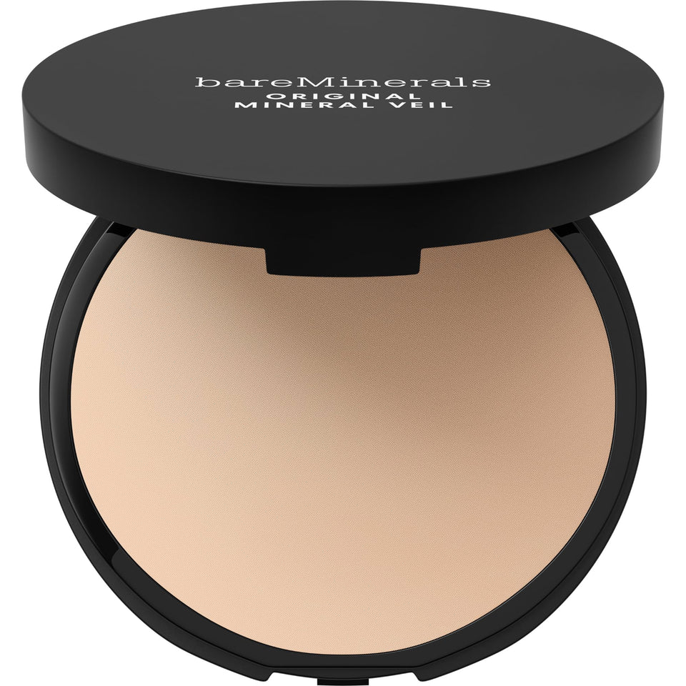 bareMinerals pressed compact front showing sleek packaging and travel-ready design