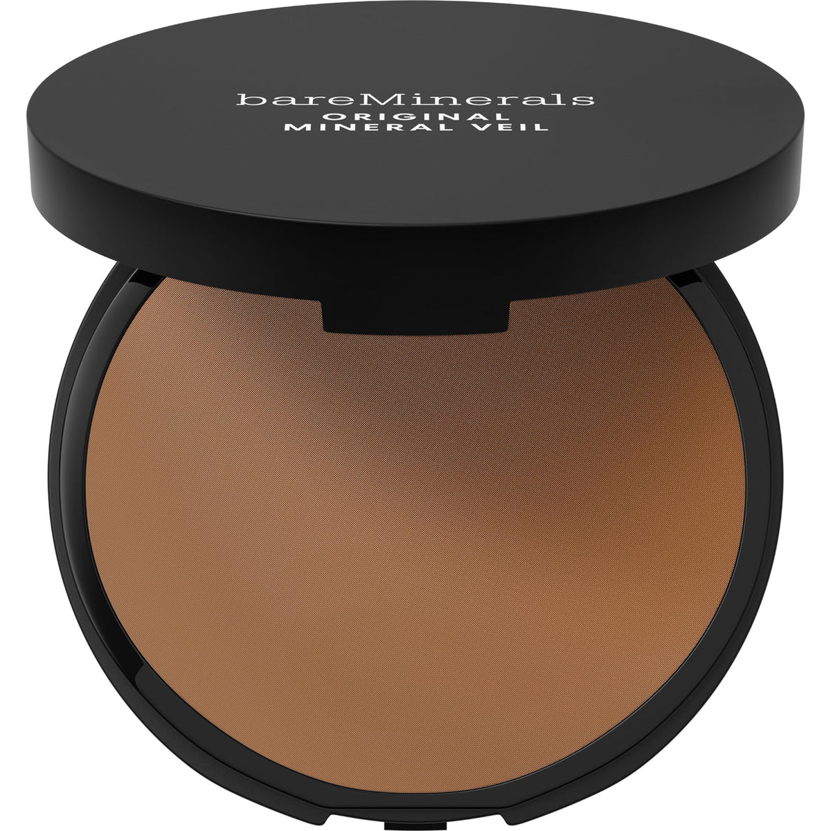 bareMinerals compact front view showing Sheer Tan shade and portable finish benefit